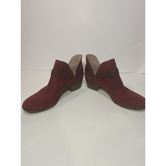 Lucky Brand Boots Bernaeh Ankle Booties Red Leather Snake Slip On Women’s 7.5 - Picture 11 of 11